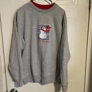 Winter Sweatshirt Bad Hair Day Snowman Embroid. Gray M&E Sportswear Size L